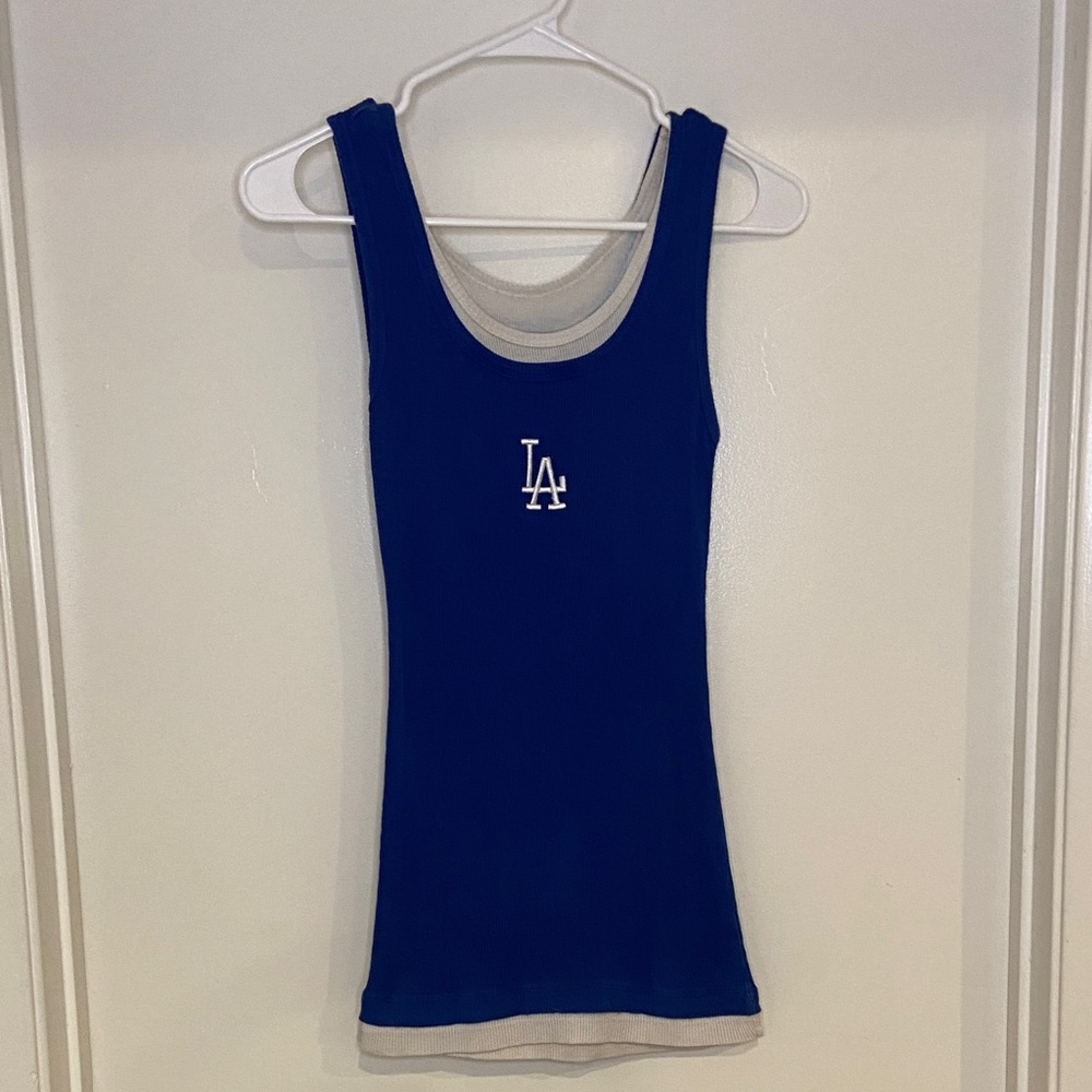 LA Logo Blue Tank Top with Contrast Trim